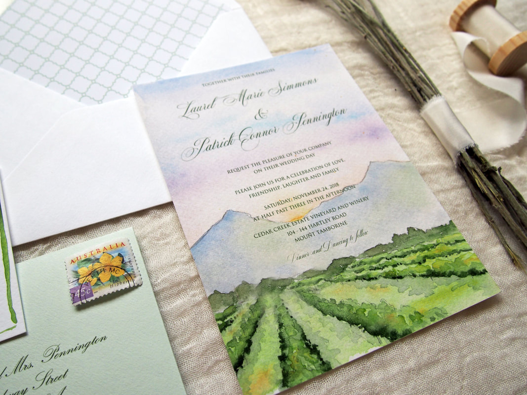 Vineyard Wedding Invitations in watercolor