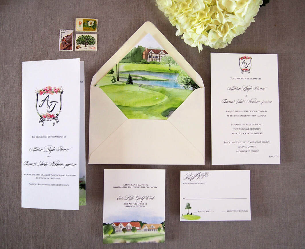 Custom Golf Club Wedding Invitations