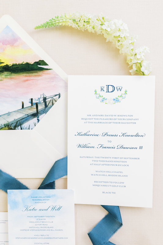 Custom Watercolor Wedding invitations