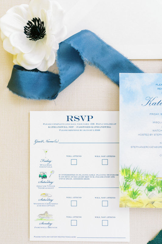 RSVP card with list of events